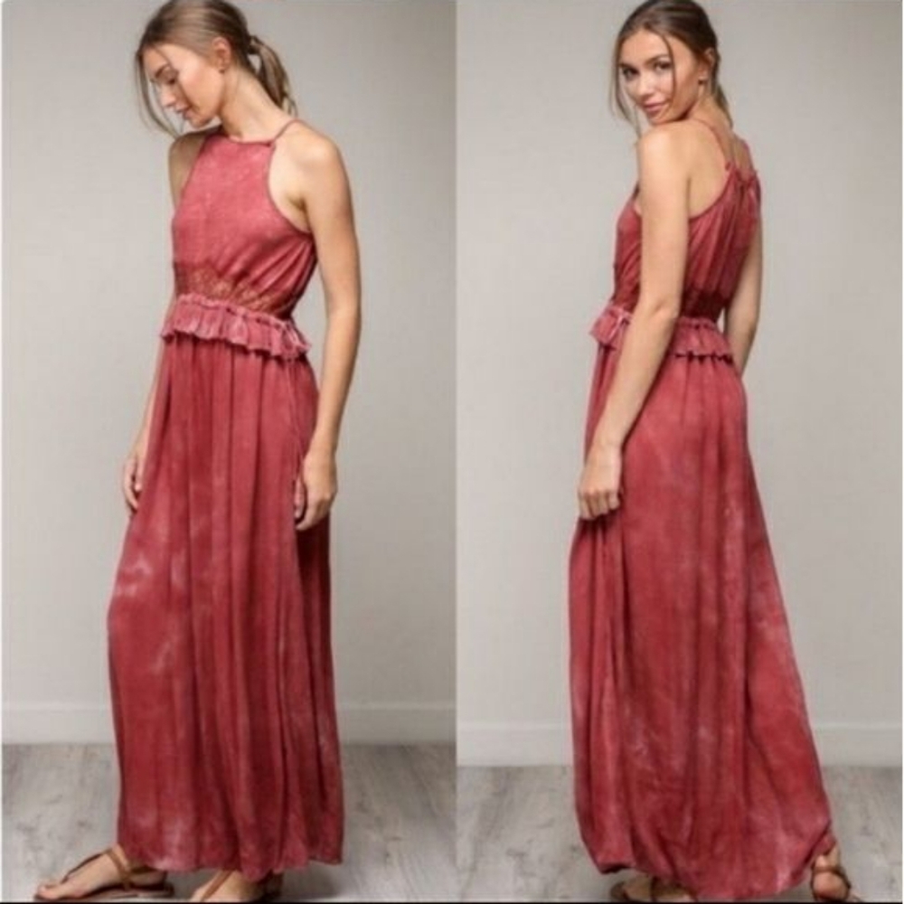 NWT Mustard Seed Boho Lace Tie Waist Maxi Dress XS